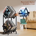 thumbnail image 2 of BOEASTER Vinyl Record Storage Rack, Record Holder 160-200 LP Storage Shelf Display Stand for Albums Books Magazines Files, Matte Black, 2 of 8