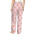 thumbnail image 3 of Uemuo Rabbit And Carrot Pattern Women's Wide Leg Palazzo Lounge Pants with Pockets Light Weight Loose Comfy Casual Pajama Pants-, 3 of 9