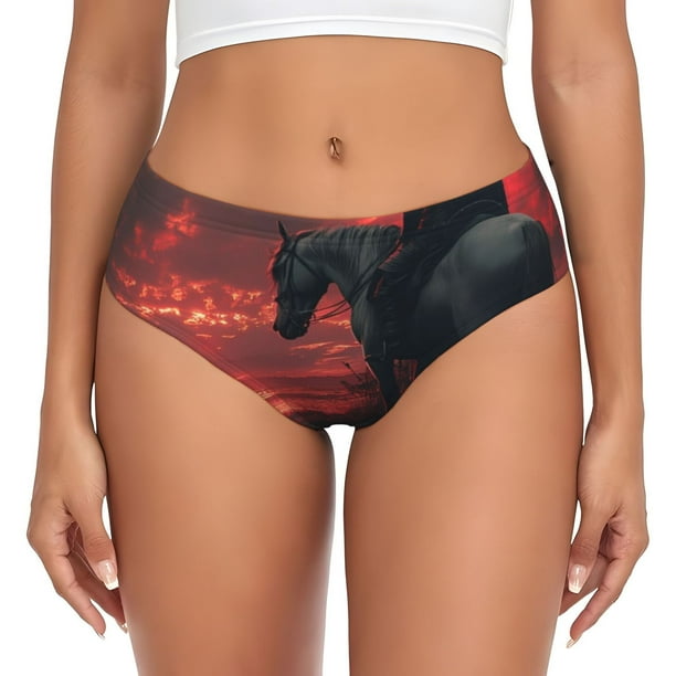 Fotbe Lone Rider Under Red Sky Calzones Estampados para Mujer – Ropa Interior de Algodón, Cómoda, Suave y Elástica-3X-Large