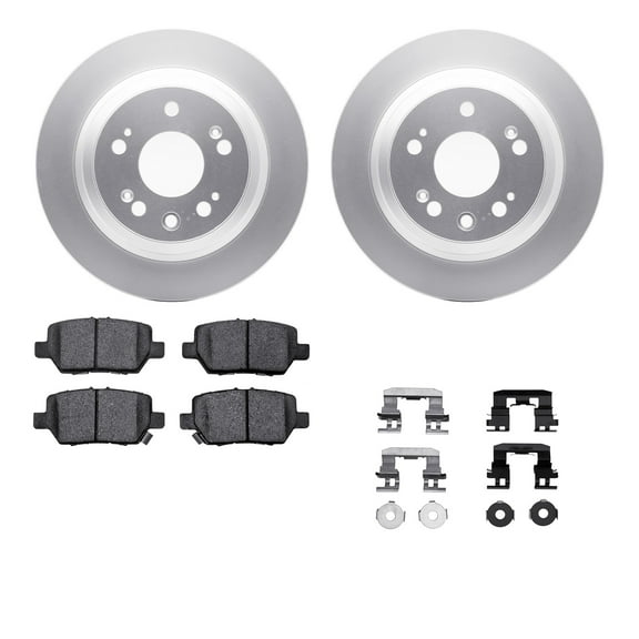 Dynamic Friction Company Rear Geospec Brake Rotors with 5000 Advanced Brake Pads includes Hardware 4512-58037