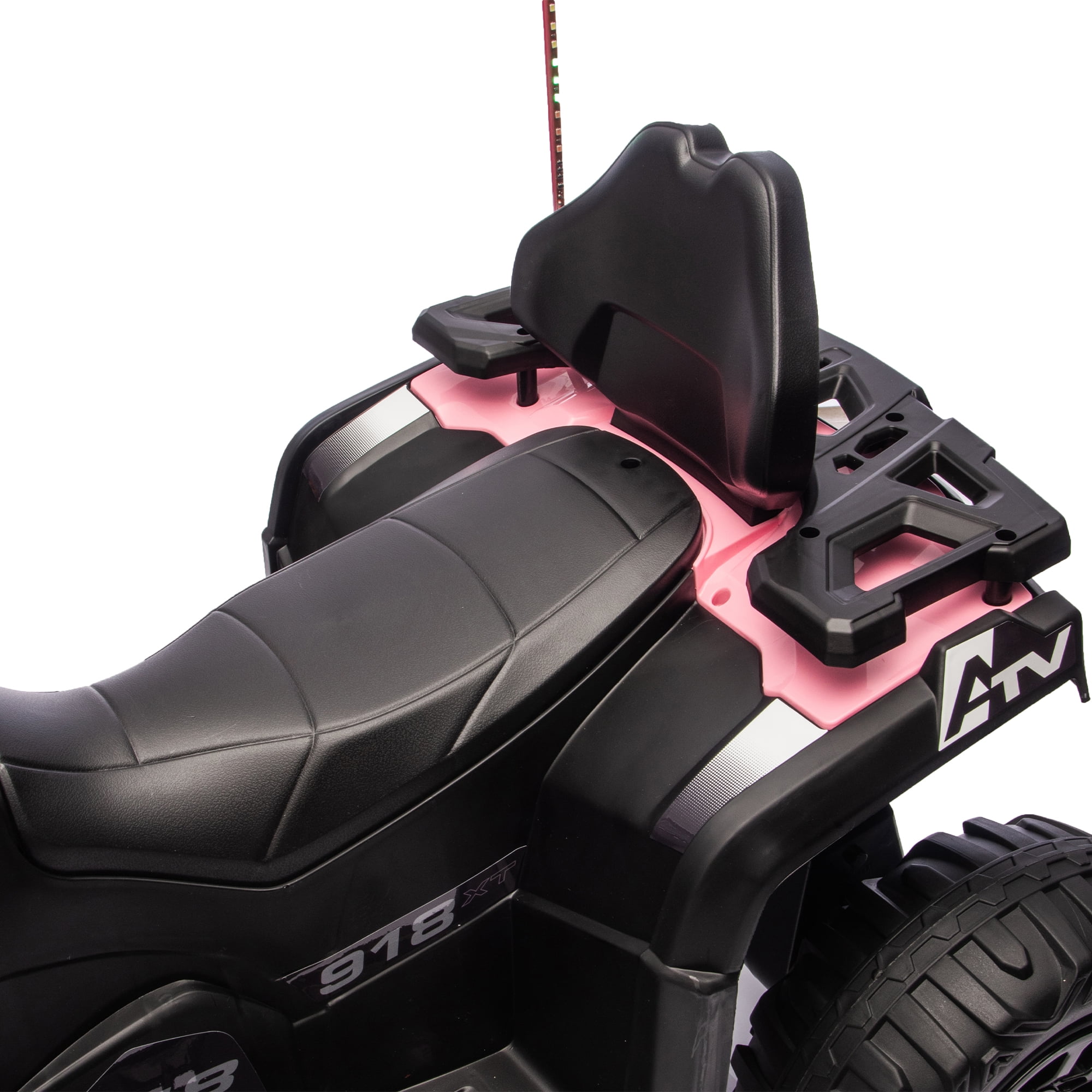 Okybaby 24V 160W Kids Ride on Electric ATV with Realistic Off-Road Design,2WD,Bright Flags, Electric Kids Toy Cars with Muti-color Light, Bluetooth,USB,Music for Kids Aged 3+,Pink