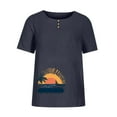 thumbnail image 4 of ZQUUVOU Womens T-Shirts Casual Short Sleeve Round Neck Printed Button Loose Fit Tops(Navy,5XL), 4 of 4