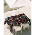 thumbnail image 3 of 60x84 Inch Outdoor Tablecloth with Umbrella Hole Zipper Rectangle Colorful Cartoon Rectangular Tablecloths Outside Waterproof Funny Flowers Guitar Animals Ethnic Art Patio Table Cover for Picnic, 3 of 8