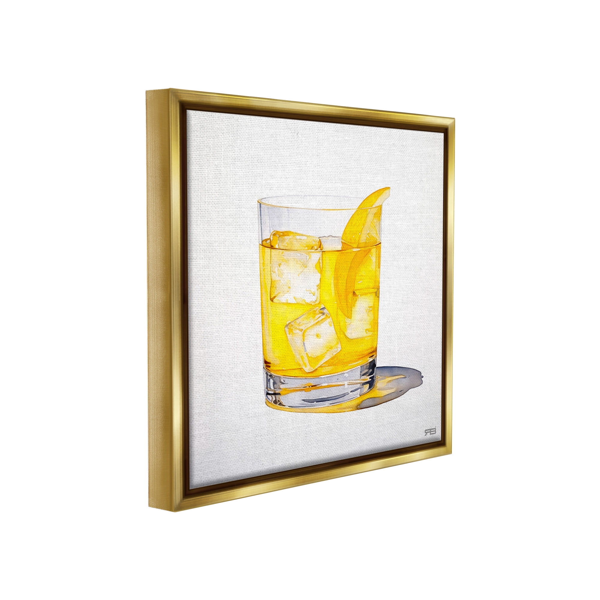 Stupell Industries Liquor with Citrus Peel Food & Beverage Painting Gold Floater Framed Canvas Art Print Wall Art, 25 x 25