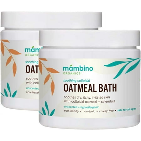 Organic Colloidal Oatmeal Bath Soak – 2-Pack Oatmeal Powder for Dry, Irritated, Itchy Skin Relief – Cruelty-Free, Vegan Handmade Bath Products for Adults Bath, Kids Bath, Baby Bath by Mambino Organics