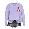 thumbnail image 6 of QTBIUQ Ladies Christmas Printed Fashionable Loose Casual Long Sleeved Top Regular Sleeve Hooded Sweatshirt Purple, 6 of 6