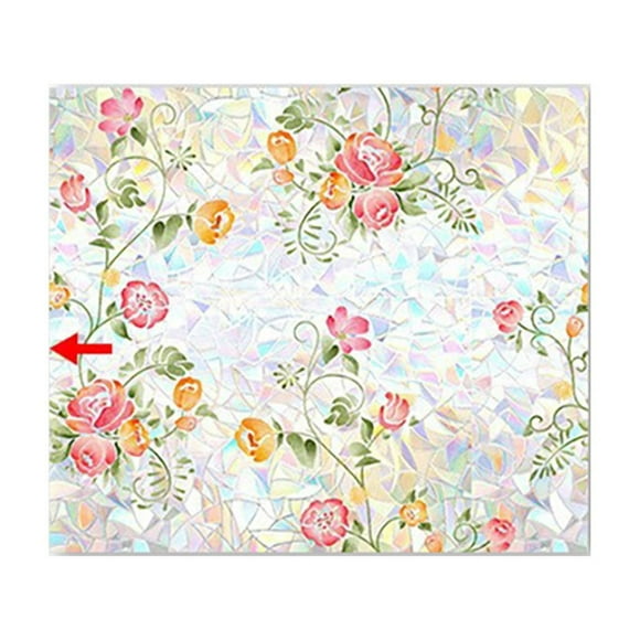 asddcavvf Window Film Decorative Window Privacy Film Removable Flower Stained Double Glass Windows Clings Stickers For Home Living Room Window Door Decoration Skater Stickers