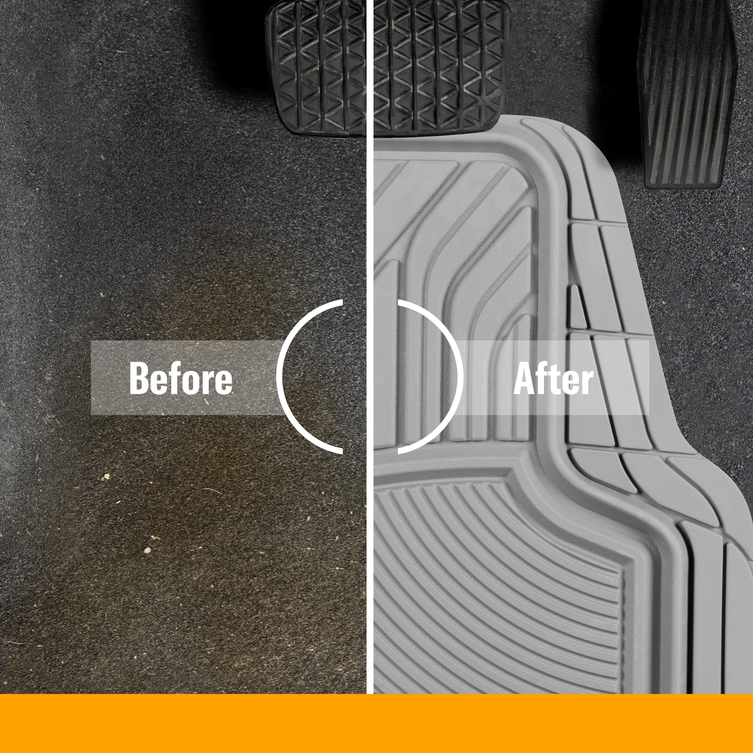 Armor All 4 Piece Rubber All-Season Trim-to-Fit Floor Mats Gray, 78847WDC