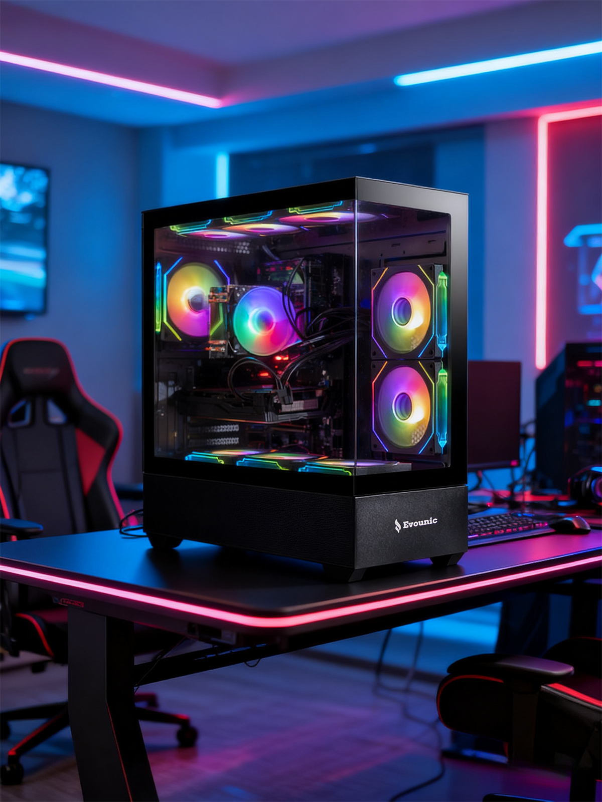 Gaming PC Desktop,AMD Ryzen 7 5800X, NVIDIA RTX 2080 8GB, 16GB DDR4 RAM, 1TB SSD,WiFi6 BT5.4,9X ARGB FAN,Windows 11 Pro,Custom Computer for Gaming/Office/Streaming, Plug-and-Play