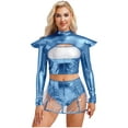 thumbnail image 1 of renvena Costume d'Astronaute Robot Cosplay Espace Halloween pour Femmes Bleu TG, 1 of 6