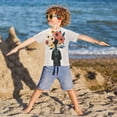 thumbnail image 3 of FORMRS Boys Rash Guard Short Sleeves Swim Shirt Quick Dry UPF 50+ Sun Protection, Sizes 3-12T, Black Flowers, 3 of 6