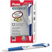 Pentel GlideWrite Ballpoint Pen with TechniFlo Ink, (1.0mm) Medium Line, Light Blue Ink, Box of 12 Pens (BX910-S1)