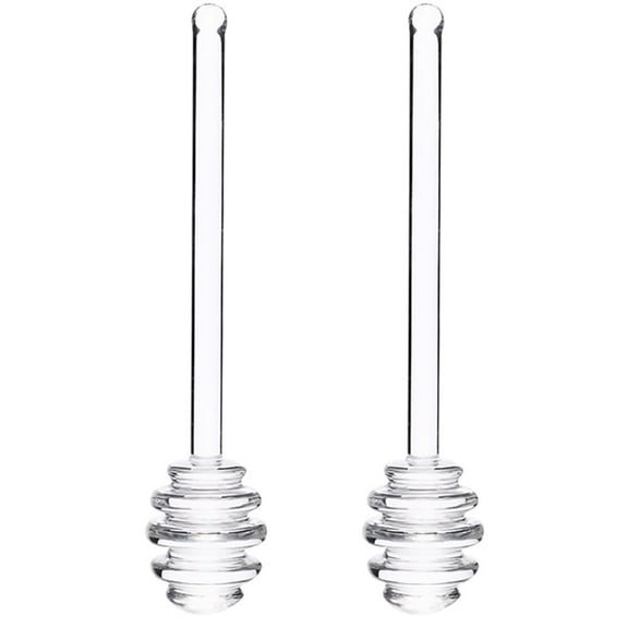 2pcs Transparent Plastic Honey Dippers and Stirring Sticks for Coffee Jam