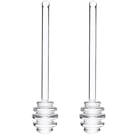 

2pcs Transparent Glass Honey Dippers Stirring Sticks Coffee Jam Stirring Sticks