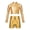 Gold, variant on iEFiEL Girls Metallic Sports Suit Long Sleeve Crop Top with Athletic Shorts Hip-hop Dance Performance Outfit Gold 10
