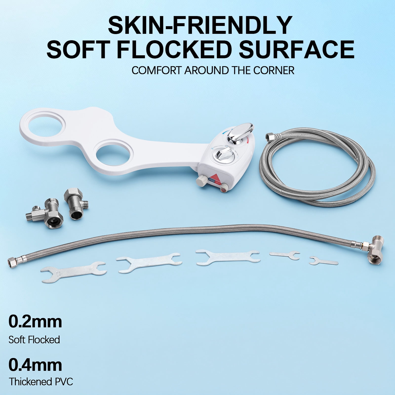 Fenbeli Bidet Attachment for Toilet, Hot and Cold Water Dual Nozzle Bidet with Self-Cleaning, Non-Electric Fresh Water Sprayer for Feminine Wash