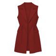 thumbnail image 2 of Naotn Notch Lapel Sleeveless Blazer for Women Open Front Adjustable Waist Drawstring Long Jacket Casual Office Business Cardigan, 2 of 10