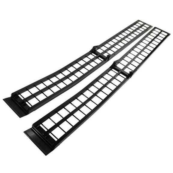 Roadstar 2pc 9ft Aluminum Arched Motorcycle ATV/UTV Truck Lawn Folding Loading Ramp Black
