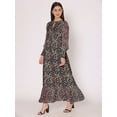 thumbnail image 4 of DressBerry Women's Printed Floor Length Georgette Dress Puff Sleeves Tiered Summer Wear Flared Maxi Dress, 4 of 7