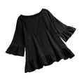 thumbnail image 5 of Mittory Women's Peplum Tops 3/4 Lantern Sleeve Crewneck Loose Babydoll Shirt Blouse, 5 of 7