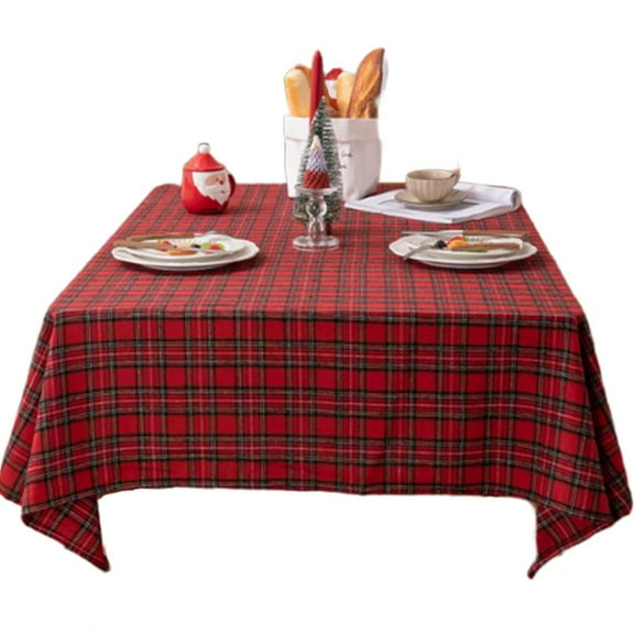 Vintage Christmas Tablecloth Plaid Table Cloth Rectangle Checkered Table Cover for Christmas New Year Decoration