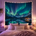 thumbnail image 2 of Framed Cute Animals with Nocturnal Display Aurora Borealis, Mystical Fantasy for Space Lovers, Galaxy Room Decor, Christmas Gift, Tapestry Wall Hanging for Bedroom and Dorm, 2 of 7