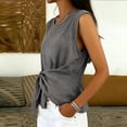 thumbnail image 4 of cocolona Summer Linen Irregular Tank Tops for Women Sleeveless Crew Neck Shirts Trendy Casual Solid Color Blouses, 4 of 6