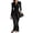 Black, variant on Women's Wrap Satin Silky Midi Dress Long Sleeve V-Neck Tie Waist Formal Dress Cocktail Party Wedding Guest Dress Navy Blue