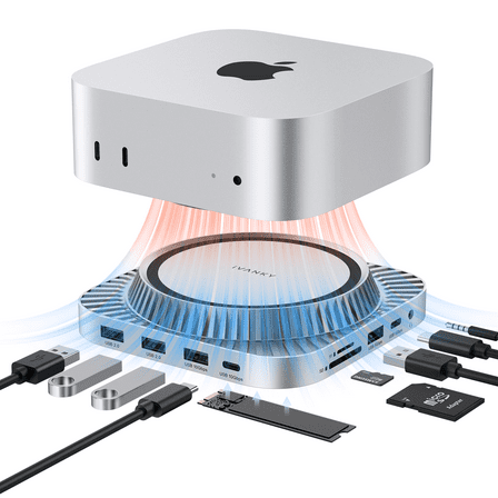 iVANKY Mac mini M4 Dock, Ultra 13-in-1 Stand with M.2 NVMe SSD Enclosure, 4K@144Hz DisplayPort Hub for Mac mini M4 and M4 Pro (2024)