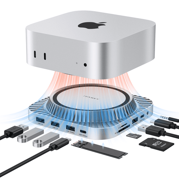 iVANKY Mac mini M4 Dock, Ultra 13-in-1 Stand with M.2 NVMe SSD Enclosure, 4K@144Hz DisplayPort Hub for Mac mini M4 and M4 Pro (2024)