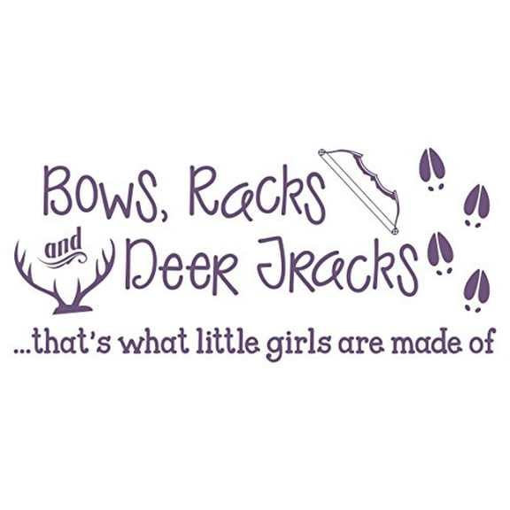 Bows Racks Deer Tracks Girls Are Made Of Hunting Wall Letters Quotes Vinyl Decal Stickers, 36 x 16 , Plum