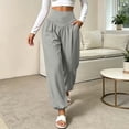 thumbnail image 3 of cocolona Womens High Waist Yoga Pants Elastic Waist Straight Slim Leg Gym Workout Pants with Pockets, 3 of 5