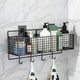 thumbnail image 4 of Cesta de pared de metal negro - Organizador de almacenamiento para cocina y baño de 36x15x13cm con ganchos, estante de malla de hierro para especias, artículos de tocador, artículos de aseo, 4 of 7