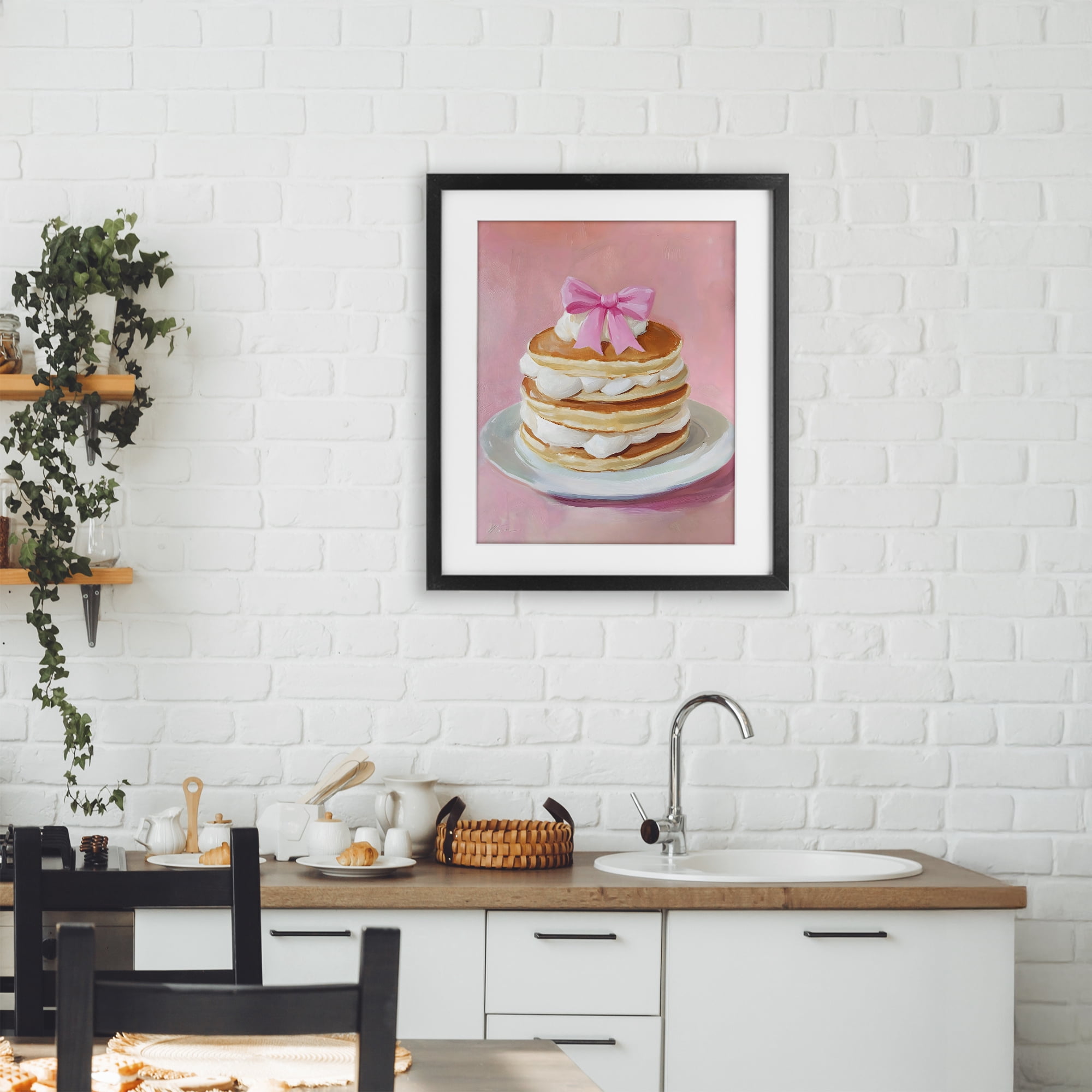 Stupell Industries Coquette Pancakes with Whipped Cream Black Framed Print Under Glass, design by The Prints Vibe