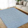 thumbnail image 4 of Sky Blue 5x8 Area Rugs, Farmhouse Burlap Solid Blue Color Modern Linen Texture Non-Skid Rubber Backing Large Rectangle Rugs - Living Room Bedroom Home Office, Indoor Floor Mat Carpets Washable Rug, 4 of 9