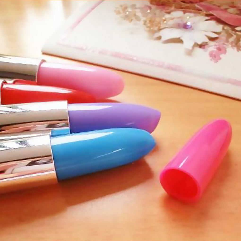 5F7F Ballpoint Ball Pen Lipstick Shape Children Writing Stationery Supplies Cute 