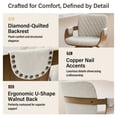 thumbnail image 4 of 26" Swivel Bar Stools Set of 4, 360° Counter Height Bar Stool with Back & Arms, Farmhouse Upholstered Barstool with Walnut Frame Faux Leather Counter Chair for Kitchen Island Griege, 4 of 12