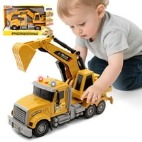 Kids Toys for 3 4 5 6 7 8 Years Old Boys, Excavator Truck Toy with Lights, Sounds, Toddler Friction Powered Truck Vehicle Toy for Boys Christmas Birthday Gifts