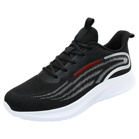 

WEAIXIMIUNG Mens Shoes Men Sports Shoes Fashion New Pattern Mesh Breathable Comfortable Flat Bottom Thick Bottom Lace up Shoes