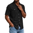 thumbnail image 6 of CBASIHI Mens Short Sleeve Button Down Shirts with Pockets- Loose Fit Breathable Casual Summer Collared Business Work Wear Top Black Size S, 6 of 8