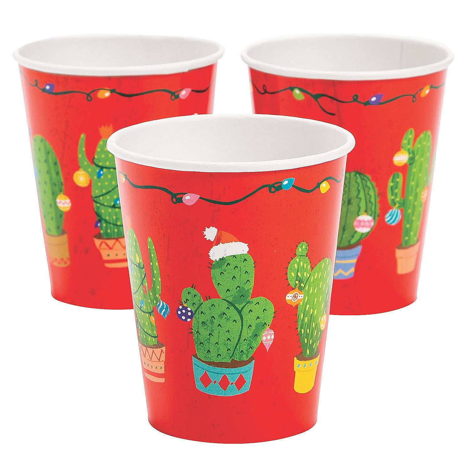Cactus Christmas Cup Party Supplies 8 Pieces