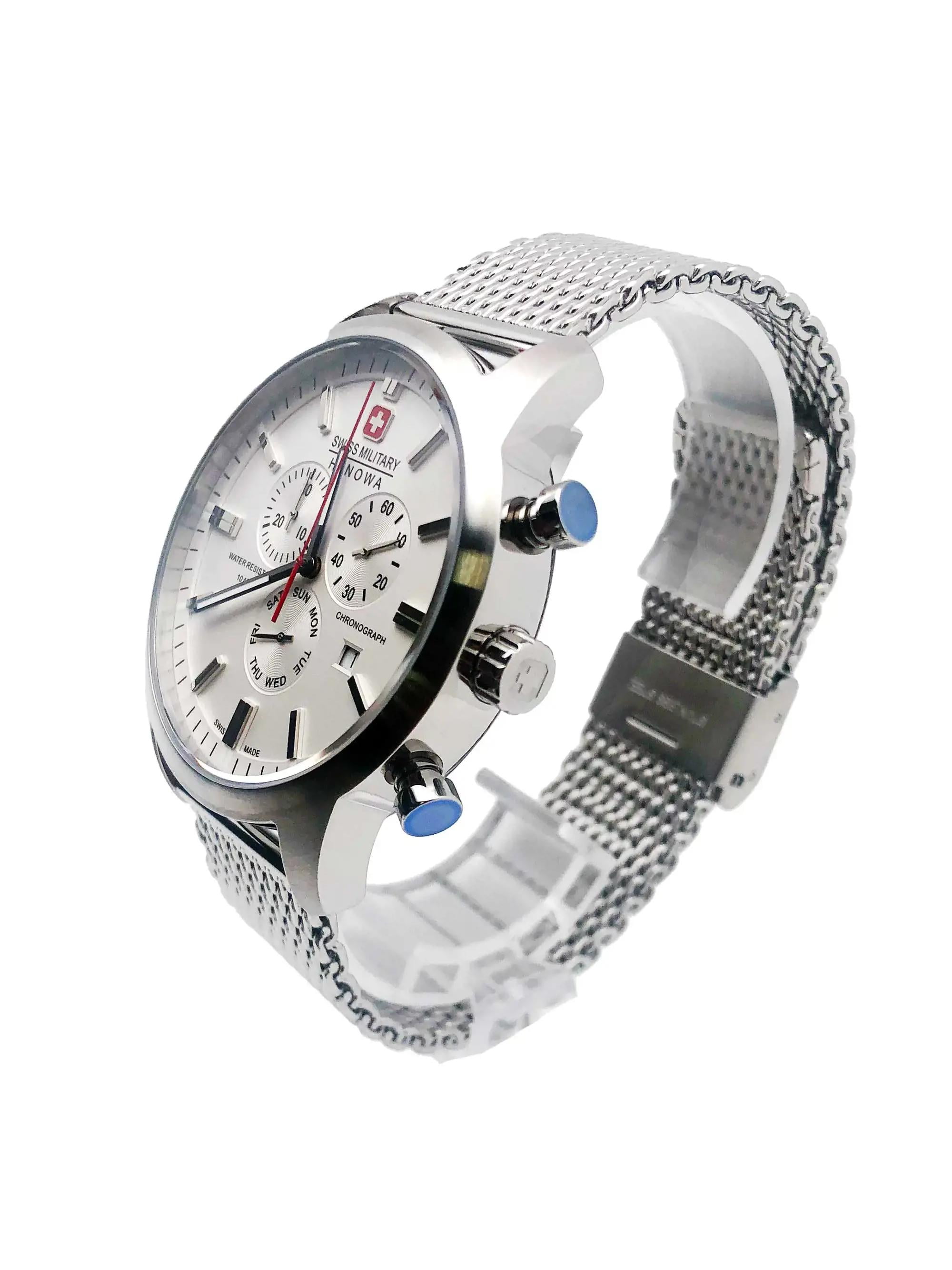 Swiss Military Hanowa S-Steel White Dial Quartz Chrono Mens Watch