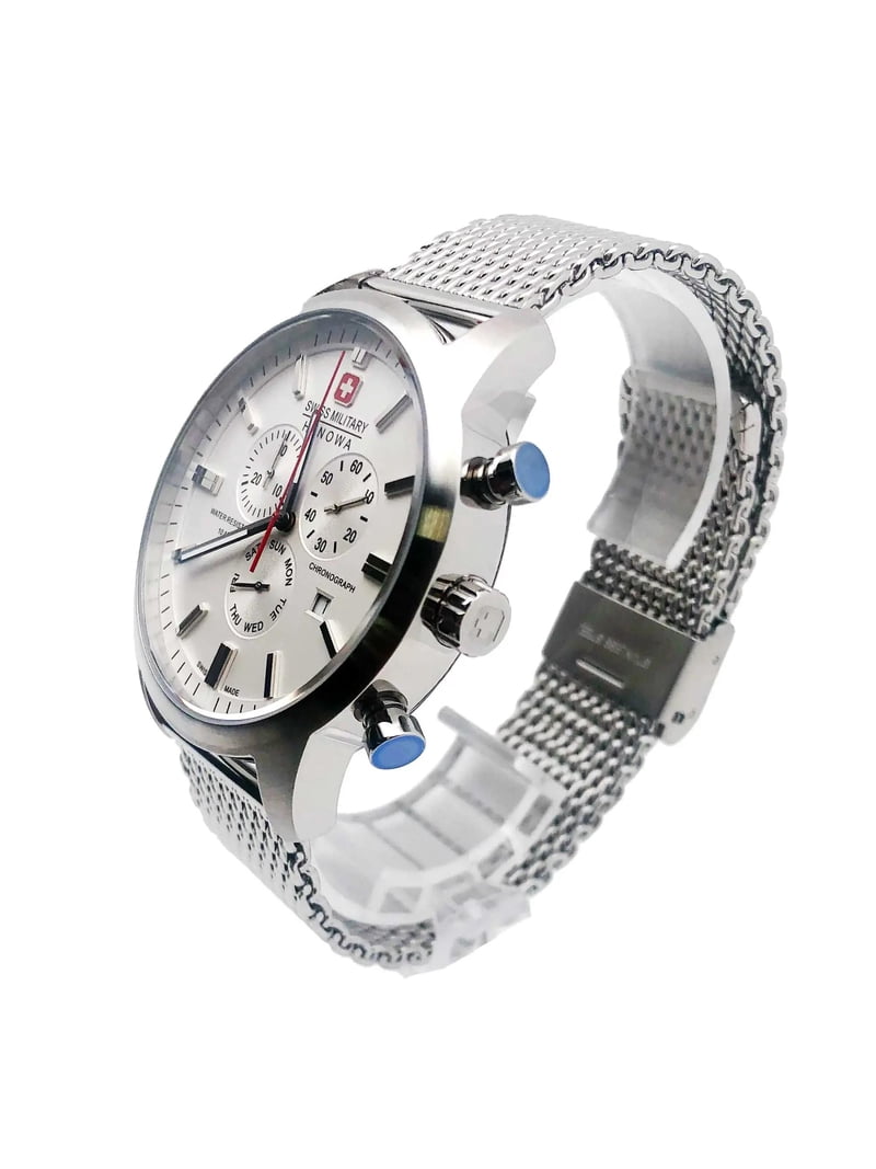 Swiss Military Hanowa S-Steel White Dial Quartz Chrono Mens Watch