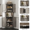 thumbnail image 6 of Vabches Farmhouse 64.8" Tall Corner Cabinet with 4 Doors and 5 Storage Shelves, Corner Storage Cabinet for Kitchen, Living Room, Grey, 6 of 9