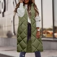 thumbnail image 5 of HOMBOM Womens Hooded Quilted Vest Trendy Long Gilet Heavyweight Full Zip with Pockets Outwear Green for Women Sleeveless, 5 of 6
