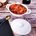 thumbnail image 6 of 1.9 Quart White Ceramic Casserole Dish with Lids, Oven Safe Baking Set for Lasagna, Soup & More, 6 of 7