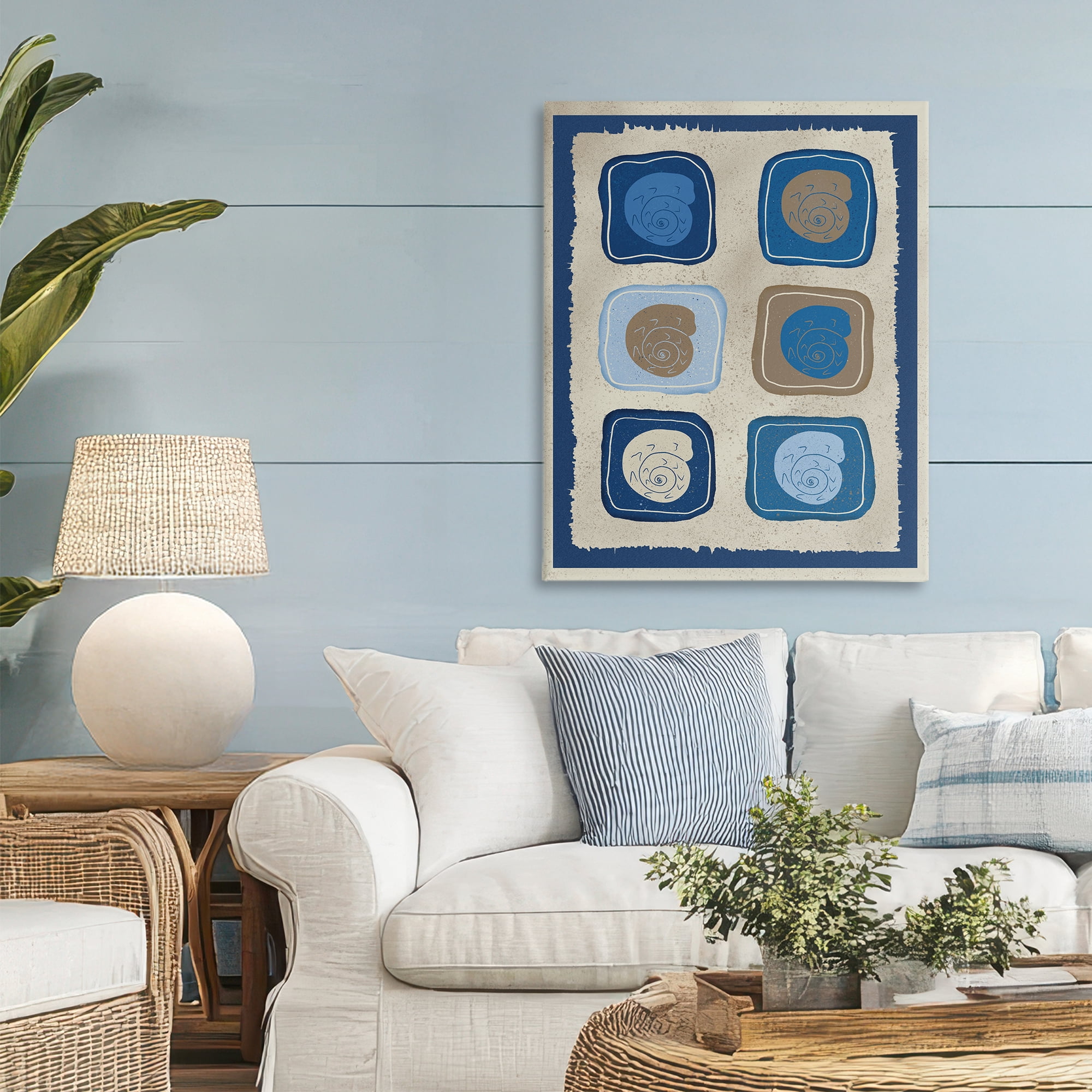 Stupell Industries Blue Blocked Nautilus Canvas Wall Art, design by Julia Frost