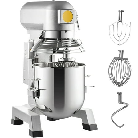 KFFKFF Commercial Food Mixer,20Qt  3 Speeds Stand Mixer with Stainless Steel Bowl/Dough Hooks,750W 110V Stainless Steel Mixer 108/199/382 RPM
