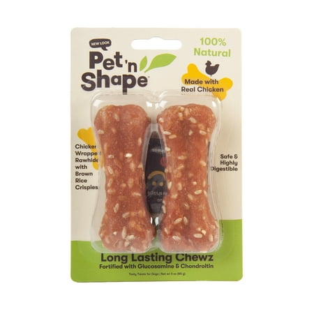 UPC: 0032657601040 | Pet  n Shape Long Lasting Chewz Dog Treats – Chicken Wrapped Rawhide – 2 Bones  4-Inch Long