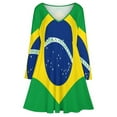 thumbnail image 3 of Brazilian Flag Long Sleeve Dresses For Women Vintage Elegant Party Dress Oversized V-neck Dress S-8XL, 3 of 7